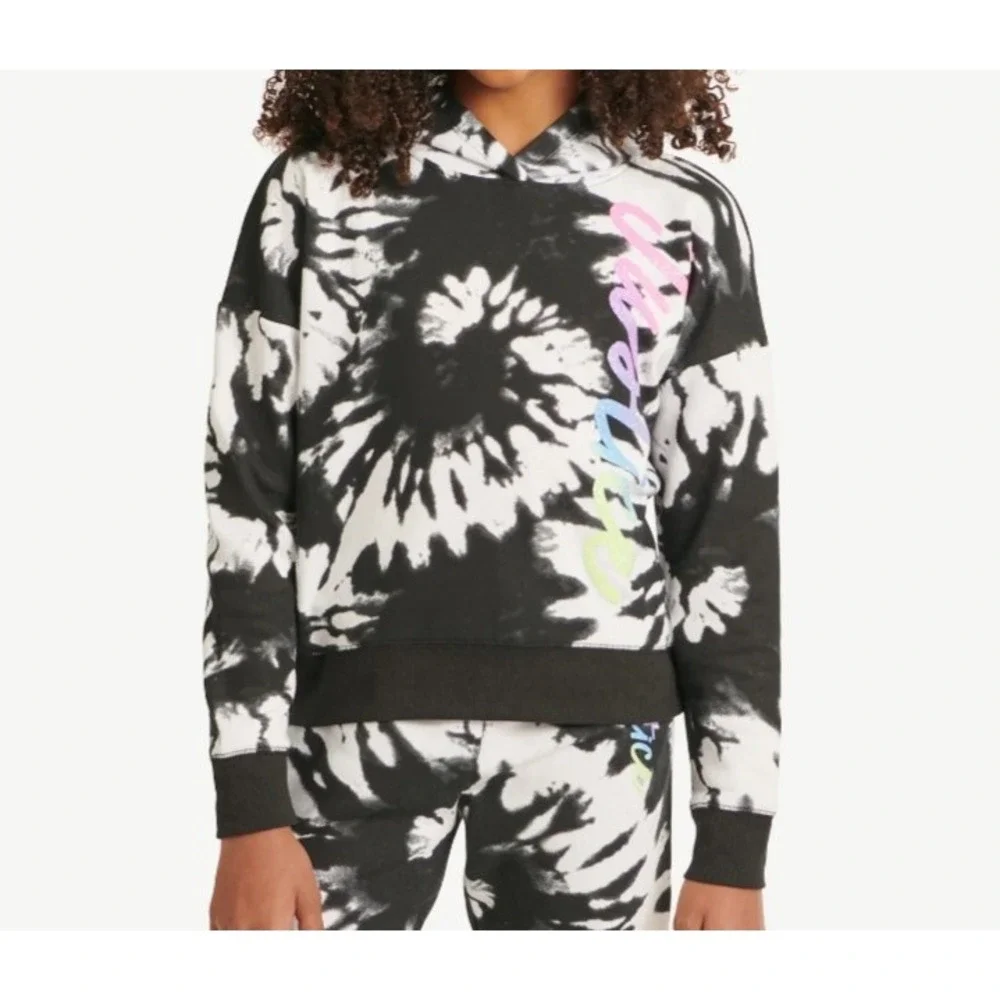 Justice‎ Girls Everyday Faves Fleece Hoodie Sweatshirt Black White Large (12/14)